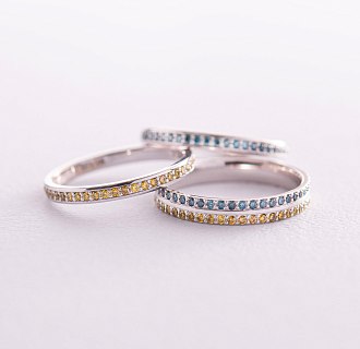 Золотое кольцо с голубыми бриллиантами 226991121 №3