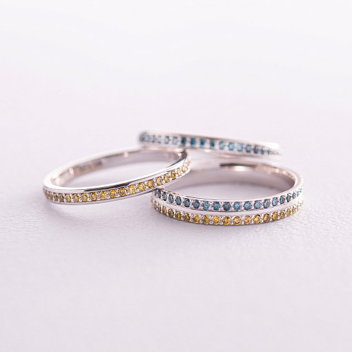 Золотое кольцо с голубыми бриллиантами 226991121 3