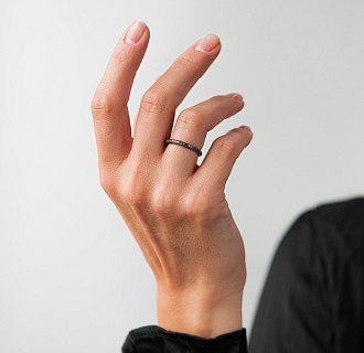 Золотое кольцо с черными бриллиантами кб0242sth №6