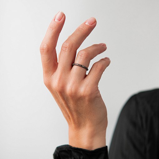 Золота каблучка з чорними діамантами кб0242sth 6