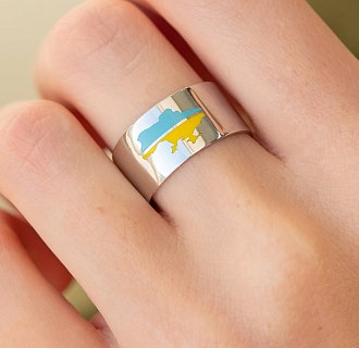 Серебряное кольцо "Карта Украины" с эмалью 9401 №5