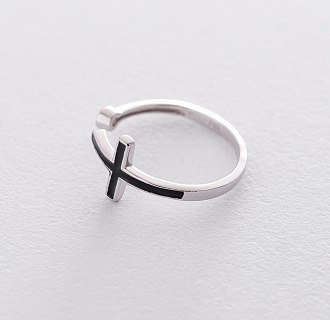 Серебряное кольцо "Черный крест" 112025 №3