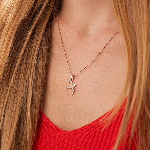 Подвеска ласточка в красном золоте п03022 2