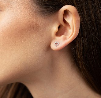 Золотые серьги - пусеты "Сердечки" с бриллиантами сб0673ca №4