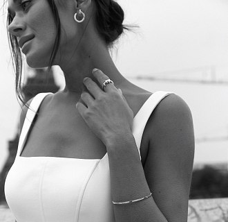 Жесткий браслет "Kylie" в белом золоте б05571 №18