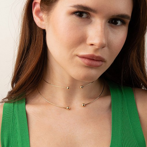 Колье - чокер "Demi" (желтое золото) с шариками кол02614 7