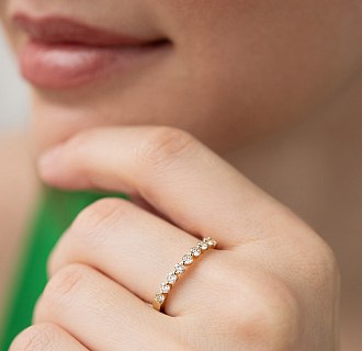 Золота каблучка з діамантами кб0593ri №4