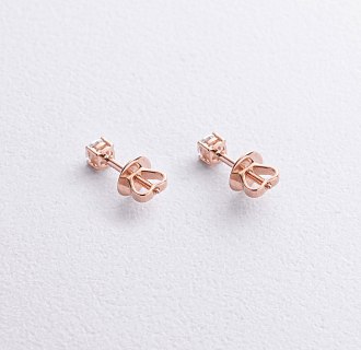 Серьги - пусеты с фианитами (красное золото) с06068 №3