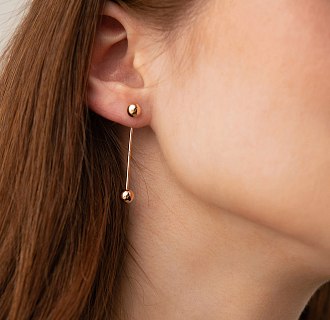 Золотые серьги "Ophelia" с шариками с09364 №8