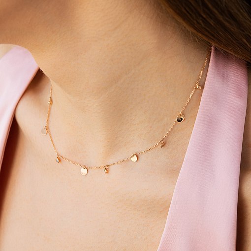 Колье "Монетки" в красном золоте (фианиты) кол02624 6