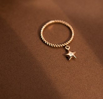 Кольцо Звезда в белом золоте к06120 №4