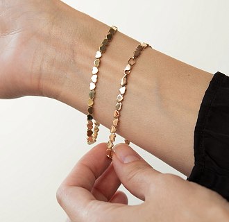 Браслет "Сердечки" в желтом золоте б05783 №2