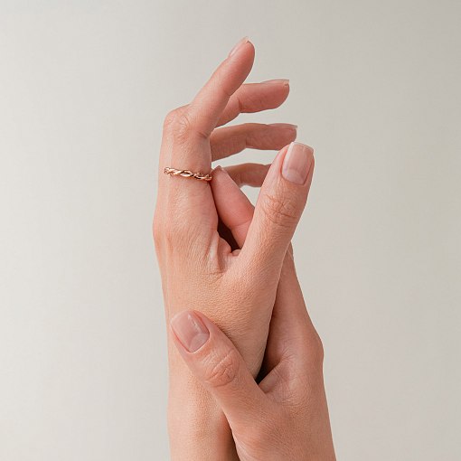 Каблучка «Переплетення» в червоному золоті к08356 2