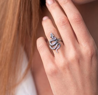 Серебряное кольцо "Змея" 112601 №3