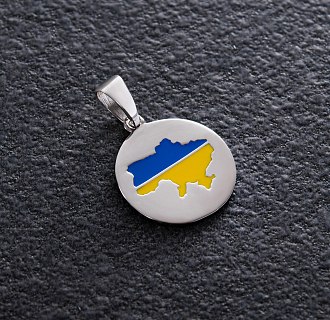Серебряная подвеска "Карта Украины" с эмалью 940п