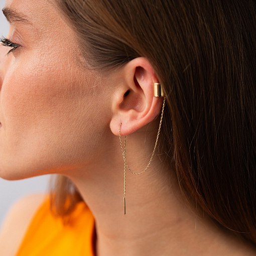 Сережка - каффа з ланцюжком (жовте золото) с09446 4