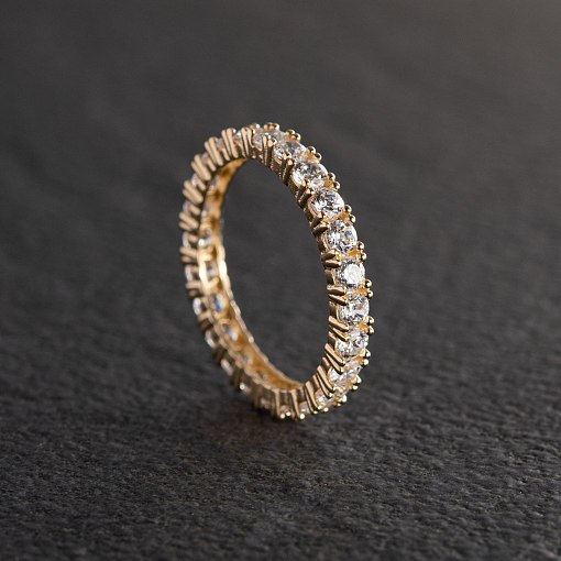 Кольцо "Paris" с дорожкой камней в желтом золоте к07201 6