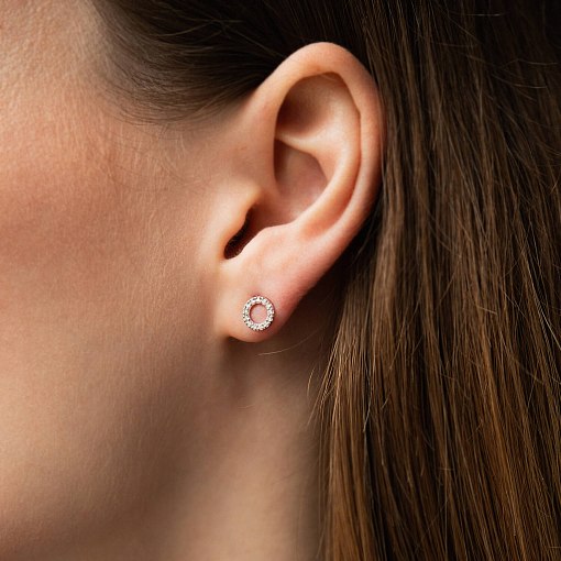 Золотые серьги - пусеты с бриллиантами сб0333di 4