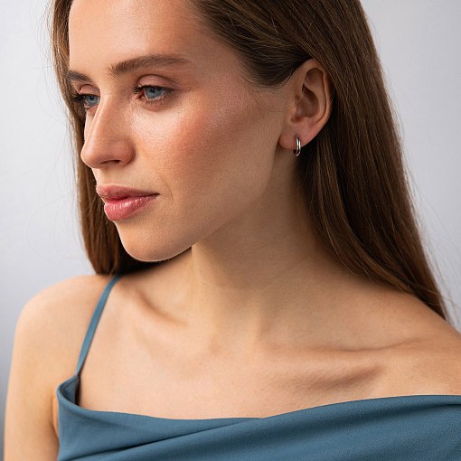 Серьги - кольца "Milley" в белом золоте с08881 2