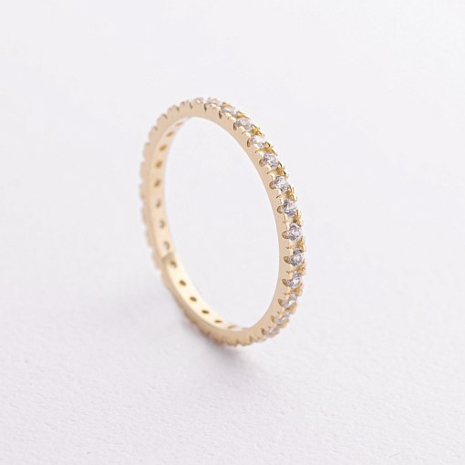 Каблучка з доріжкою каменів у жовтому золоті к08278