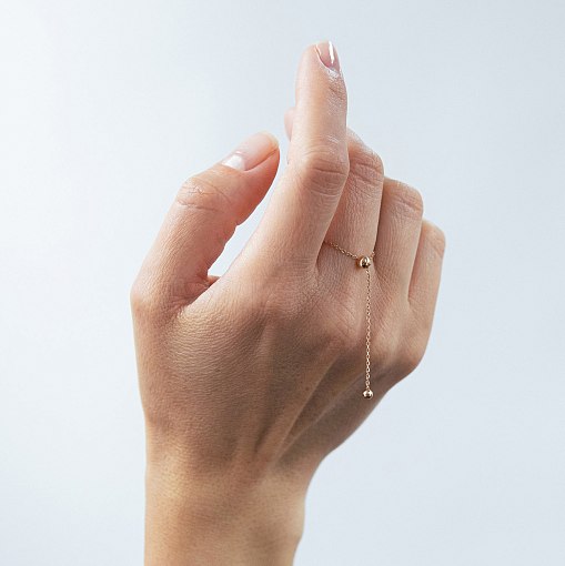 Кольцо "Шарик на цепочке" в красном золоте к08110 2