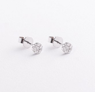 Золотые серьги - пусеты "Цветочки" с бриллиантами сб0669ca №2