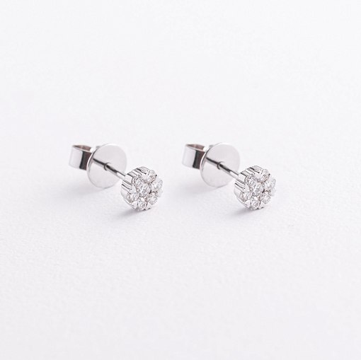 Золотые серьги - пусеты "Цветочки" с бриллиантами сб0669ca 2