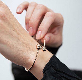 Жесткий браслет "Шарики" в красном золоте б05535 №4
