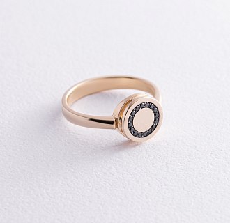 Золотое кольцо с черными бриллиантами 234543122 №5