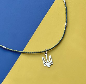Серебряное колье "Герб Украины - Тризуб на шнурке" 990 №6