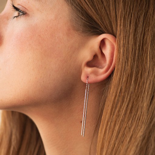 Сережки - протяжки в білому золоті с08016 4