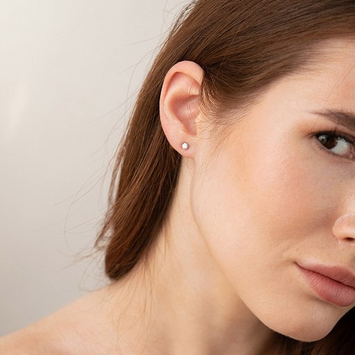 Моносережка з фіанітом (біле золото) с09143 2