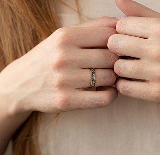Серебряное кольцо "Цветочки" с позолотой 112303 №3