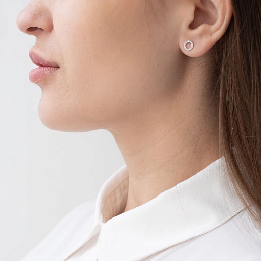 Золотые серьги - пусеты с бриллиантами сб0333di 2