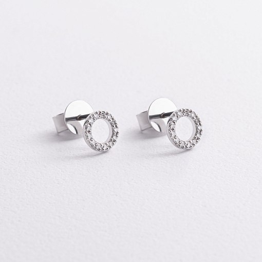 Золотые серьги - пусеты с бриллиантами сб0333di 3