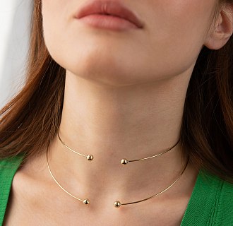 Колье - чокер "Demi" (желтое золото) с шариками кол02614 №8