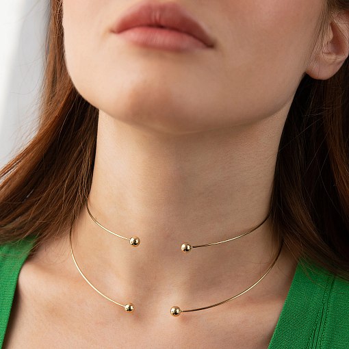 Колье - чокер "Demi" (желтое золото) с шариками кол02614 8