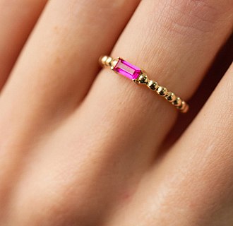 Золотое кольцо "Аннабель" с розовым фианитом к07181 №2