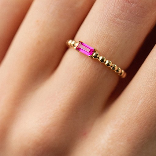 Золотое кольцо "Аннабель" с розовым фианитом к07181 2