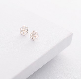 Серебряные серьги-пусети Бутоны с сапфиром нано 122081 №2