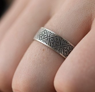 Серебряное кольцо "Вышиванка - сварга" 1115 №5