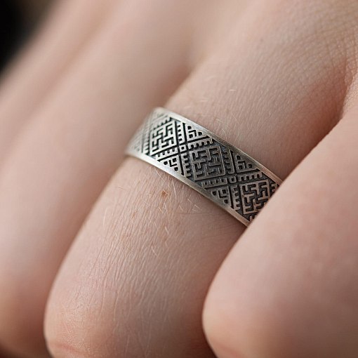Серебряное кольцо "Вышиванка - сварга" 1115 5