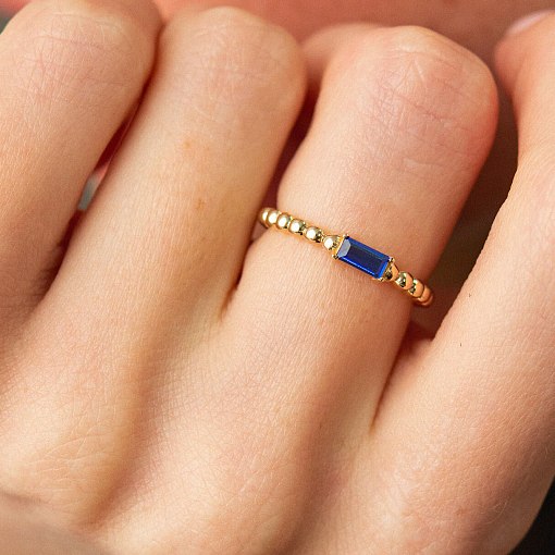 Золотое кольцо "Аннабель" с синим фианитом к07182 2