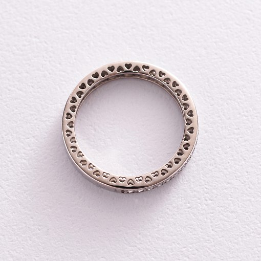 Серебряное кольцо "Сердечки " с фианитами 3936