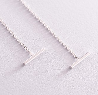 Серебряные серьги - протяжки в стиле минимализм 123105 №5