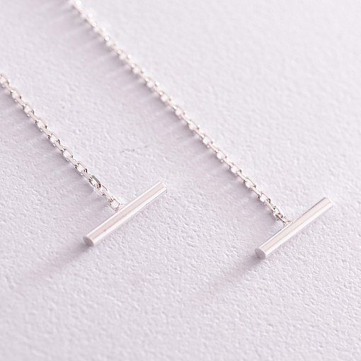 Срібні сережки - протяжки у стилі мінімалізм 123105 5