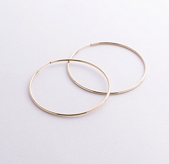 Сережки - кільця в жовтому золоті (5.3 см) с08770 №2