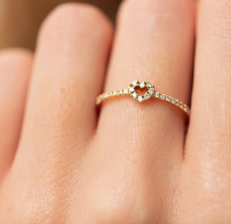 Золотое кольцо "Сердечко" с бриллиантами кб0448ca №2