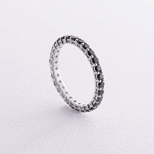 Золотое кольцо с дорожкой черных бриллиантов 229781122