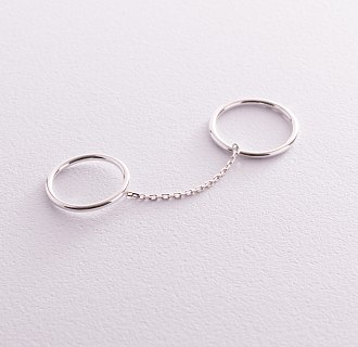 Серебряное двойное кольцо на цепочке 112625 №2